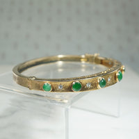 Mid Century Jade & Diamond-Set Gold Bangle