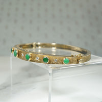 Mid Century Jade & Diamond-Set Gold Bangle