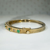 Mid Century Jade & Diamond-Set Gold Bangle