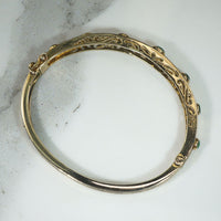 Mid Century Jade & Diamond-Set Gold Bangle