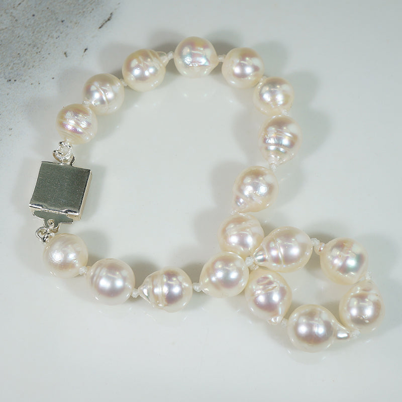 Baroque Cultured Pearl Bracelet with Sterling Filigree Clasp