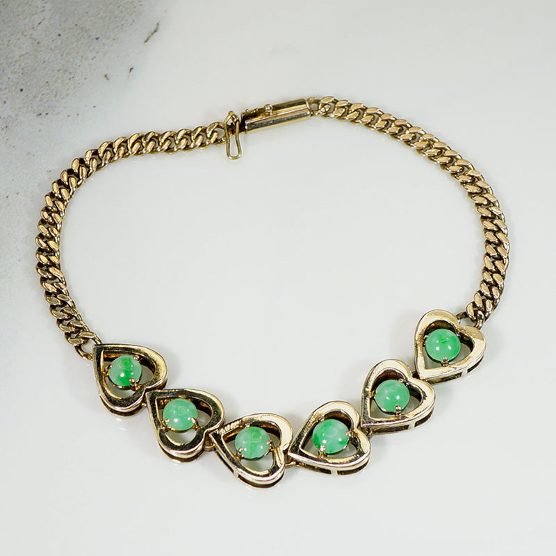 Sweet Jade & 14k Gold Heart Bracelet