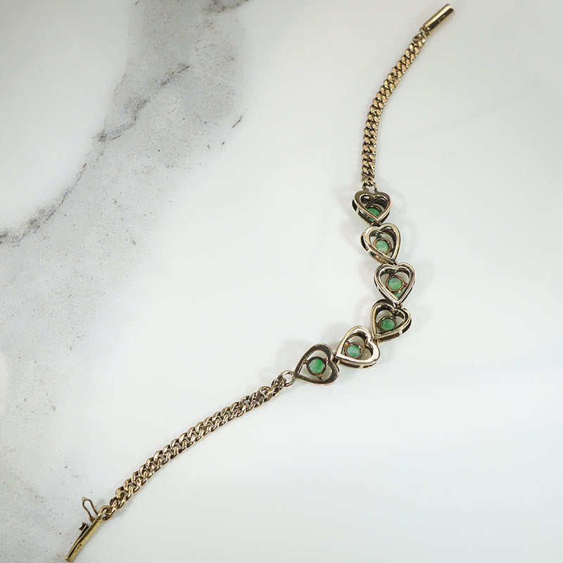 Sweet Jade & 14k Gold Heart Bracelet