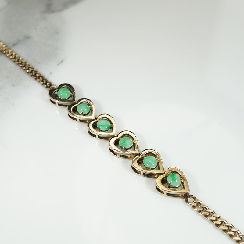 Sweet Jade & 14k Gold Heart Bracelet