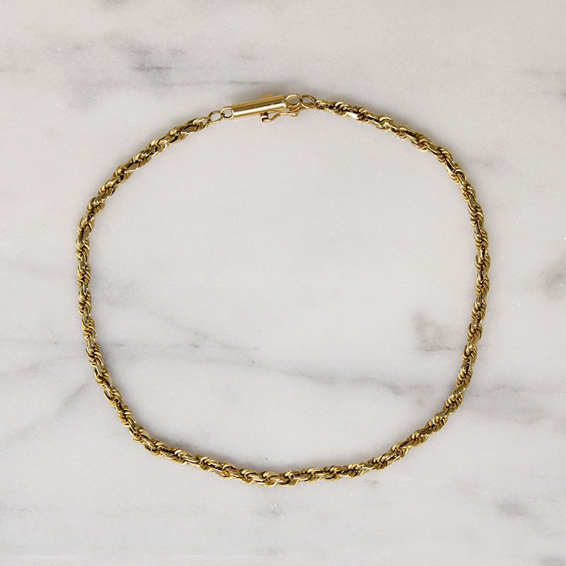 Vintage 14k Gold Twisted Rope Chain Bracelet