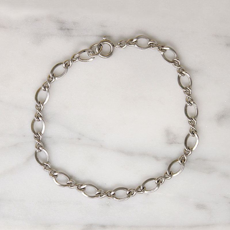 Sterling Silver Twisted Figaro Chain Bracelet