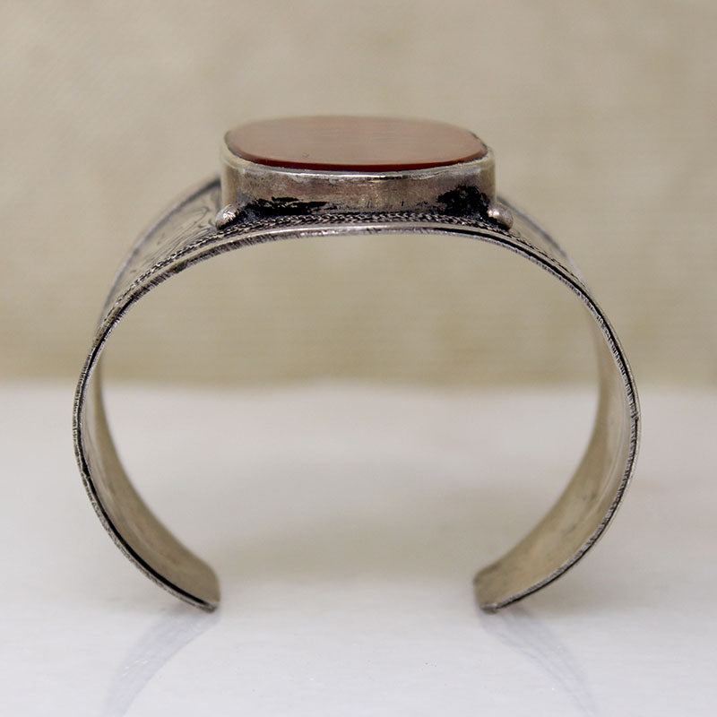 Dramatic Cuff with Carnelian & Etched Gazelles
