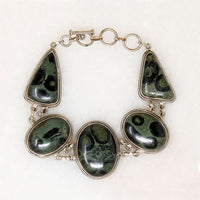 Gorgeous Green Kambaba Jasper & Sterling Bracelet
