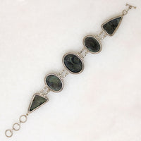 Gorgeous Green Kambaba Jasper & Sterling Bracelet