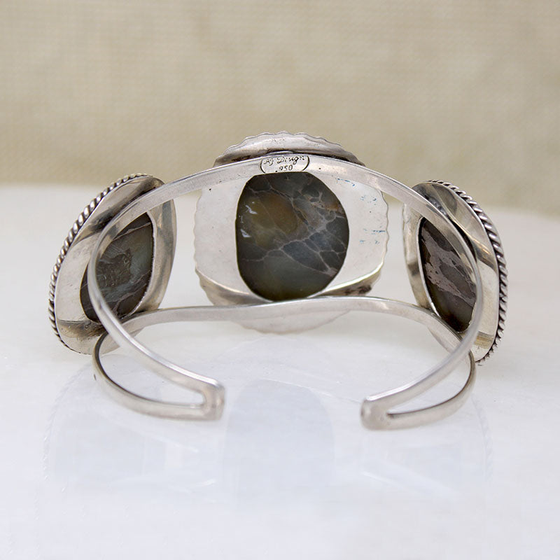 Incredible Green Jasper & 950 Grade Silver Cuff