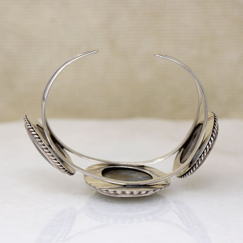 Incredible Green Jasper & 950 Grade Silver Cuff