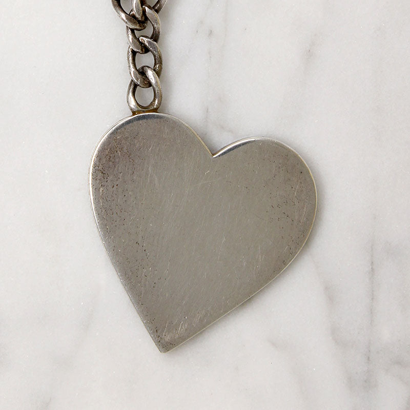 Big Silver Heart Vintage Charm Bracelet