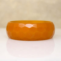Funky Faceted Orange Bakelite Bangle Bracelet