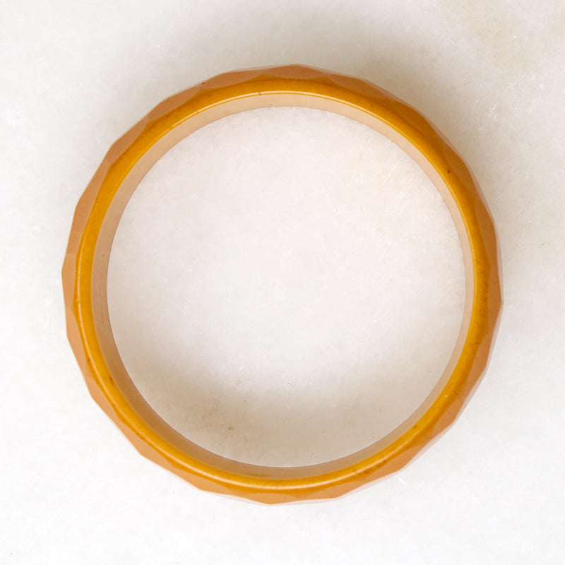 Funky Faceted Orange Bakelite Bangle Bracelet