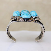 Outstanding Turquoise in Sterling & Gold Cuff Bracelet