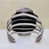 Outstanding Turquoise in Sterling & Gold Cuff Bracelet