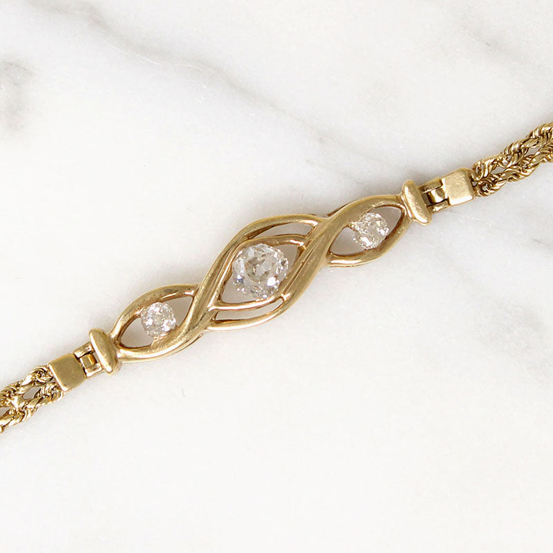 Hybrid Old European Cut Diamond & 14k Gold Bracelet