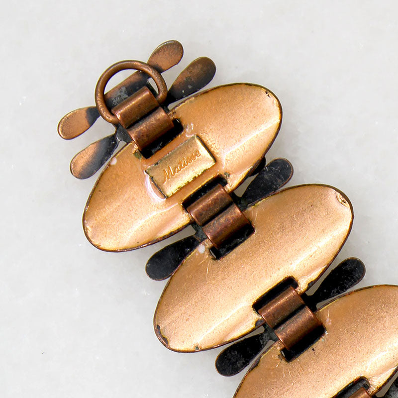 Copper & White Enamel Bracelet Signed Matisse