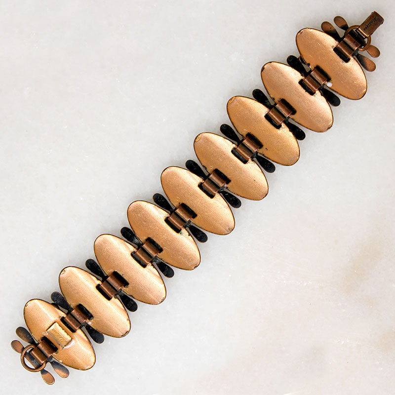 Copper & White Enamel Bracelet Signed Matisse