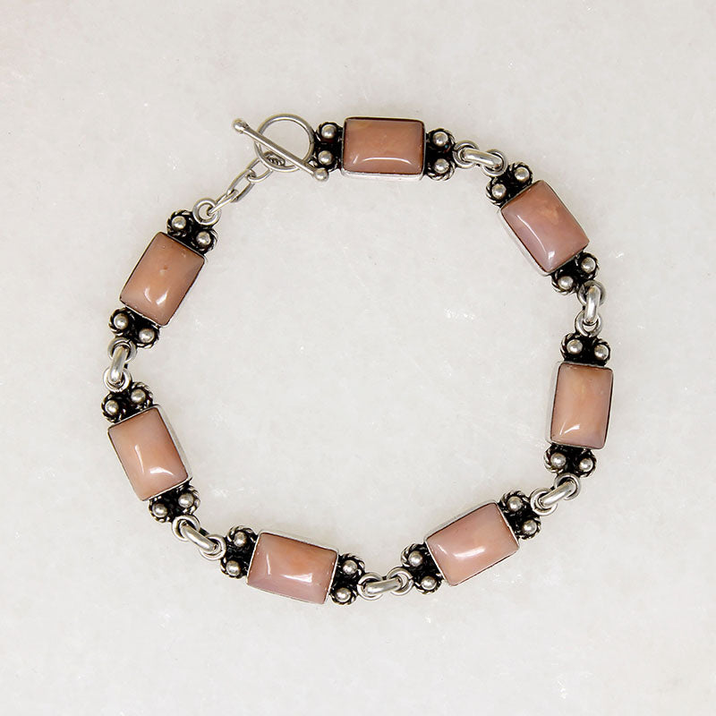 Powder Pink Opal & Sterling Silver Bracelet