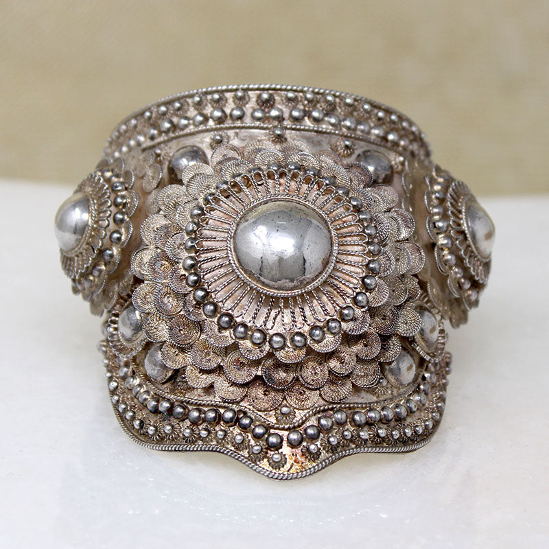 Decadent Siamese Silver Filigree Cuff Bracelet