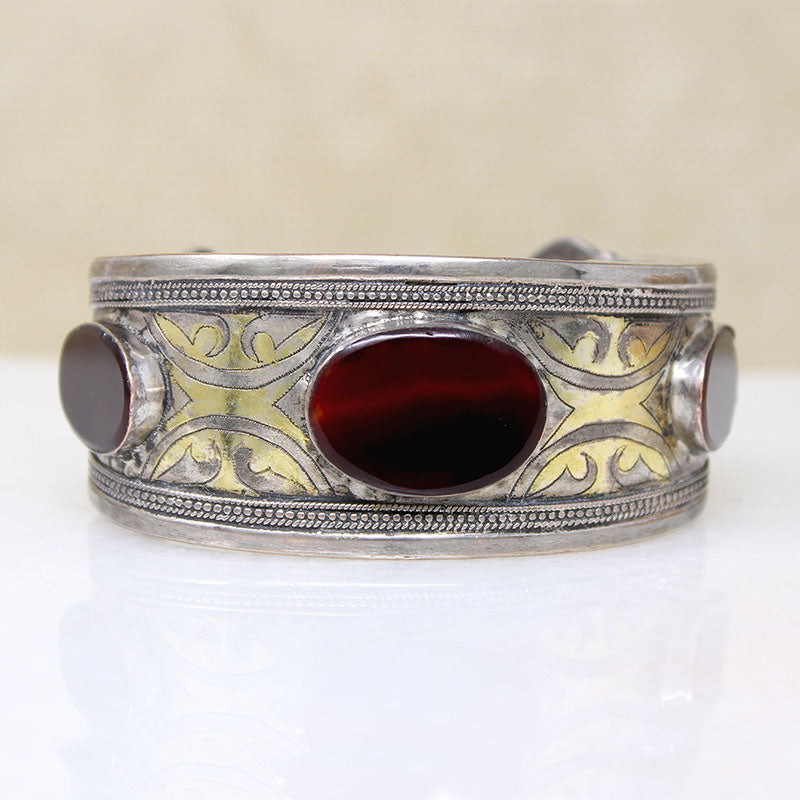 Fire Gilded Silver Uzbeck Cuff with Carnelian