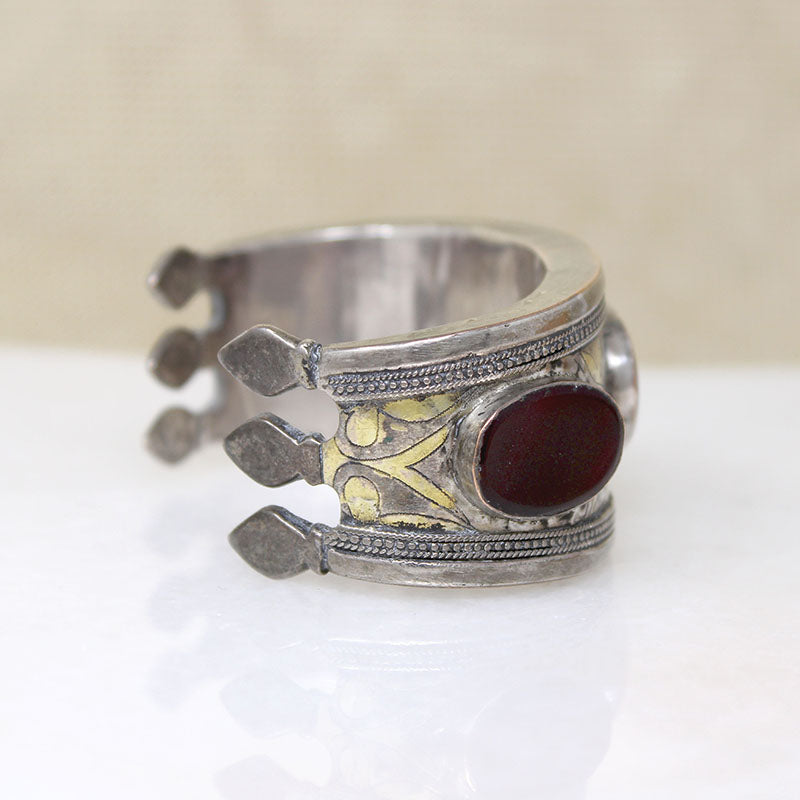 Fire Gilded Silver Uzbeck Cuff with Carnelian