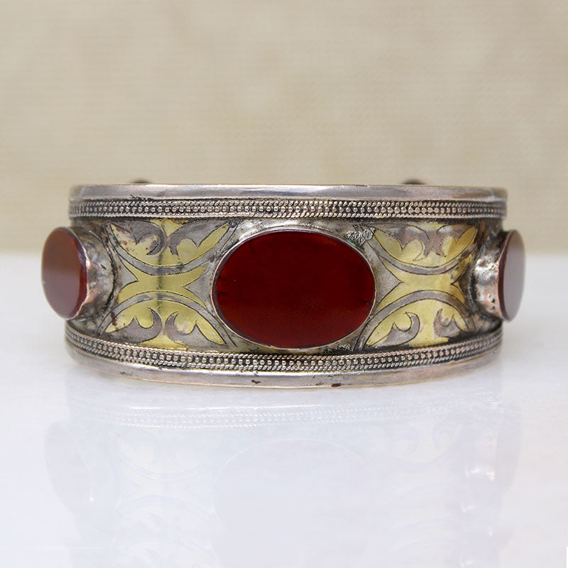 Uzbeck Fire Gilded Silver Cuff with Carnelian