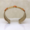 Wide Brass Cuff with Orange & Turquoise Enamel