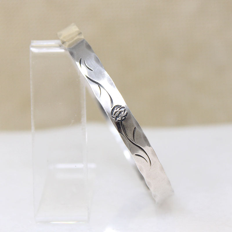 Sterling Rose Bangle Signed NYE