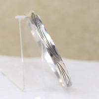 Wheat Motif Sterling Bangle Signed NYE