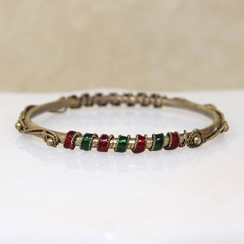 Candy-Striped Silver Gilt Bangle