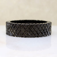 Tropical Motif Carved Black Bakelite Bangle