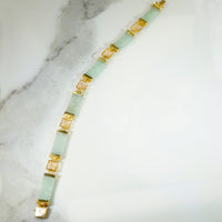 "Good Fortune" Chinese Jade & 14k Gold Bracelet