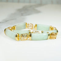 "Good Fortune" Chinese Jade & 14k Gold Bracelet