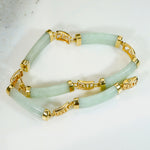 "Good Fortune" Chinese Jade & 14k Gold Bracelet