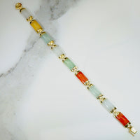"Good Luck" Multi-Colored Jade & Gold Chinese Bracelet