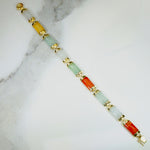 "Good Luck" Multi-Colored Jade & Gold Chinese Bracelet