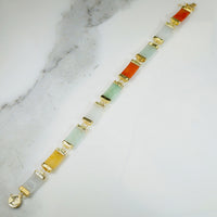 "Good Luck" Multi-Colored Jade & Gold Chinese Bracelet