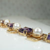Fantastic 1960s Gold Amethyst and Pearl Bracelet