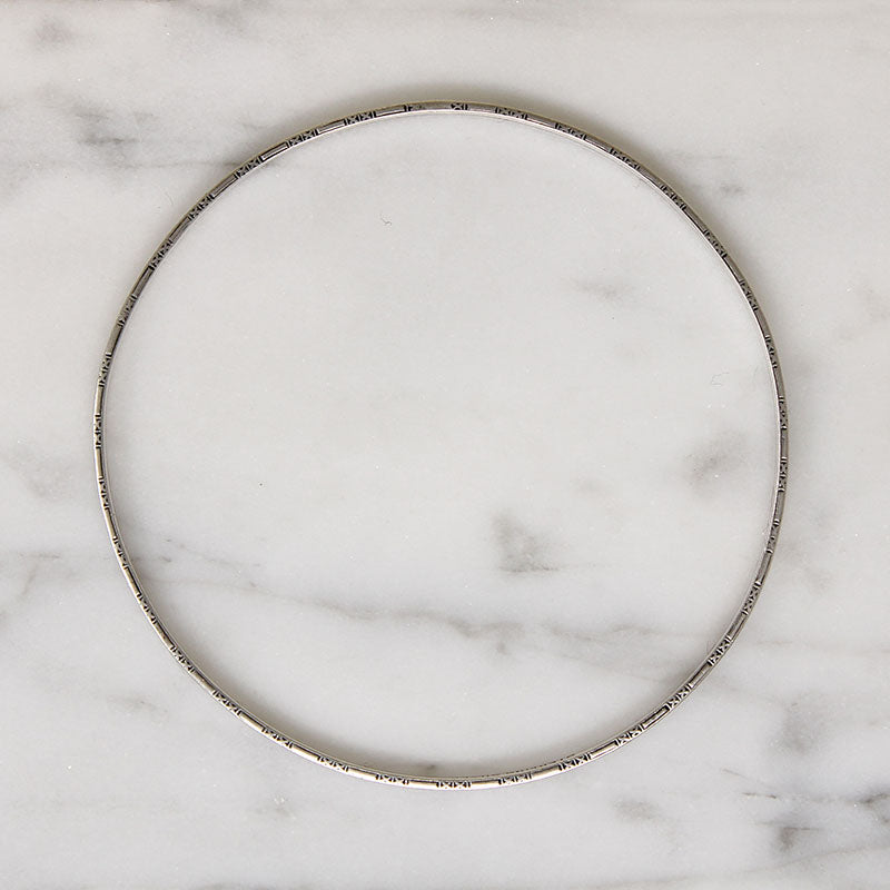 Sterling Silver Bars & X's Engraved Bangle