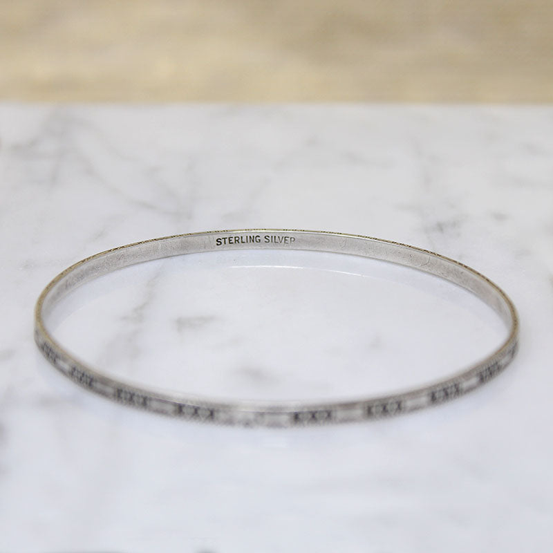 Sterling Silver Bars & X's Engraved Bangle