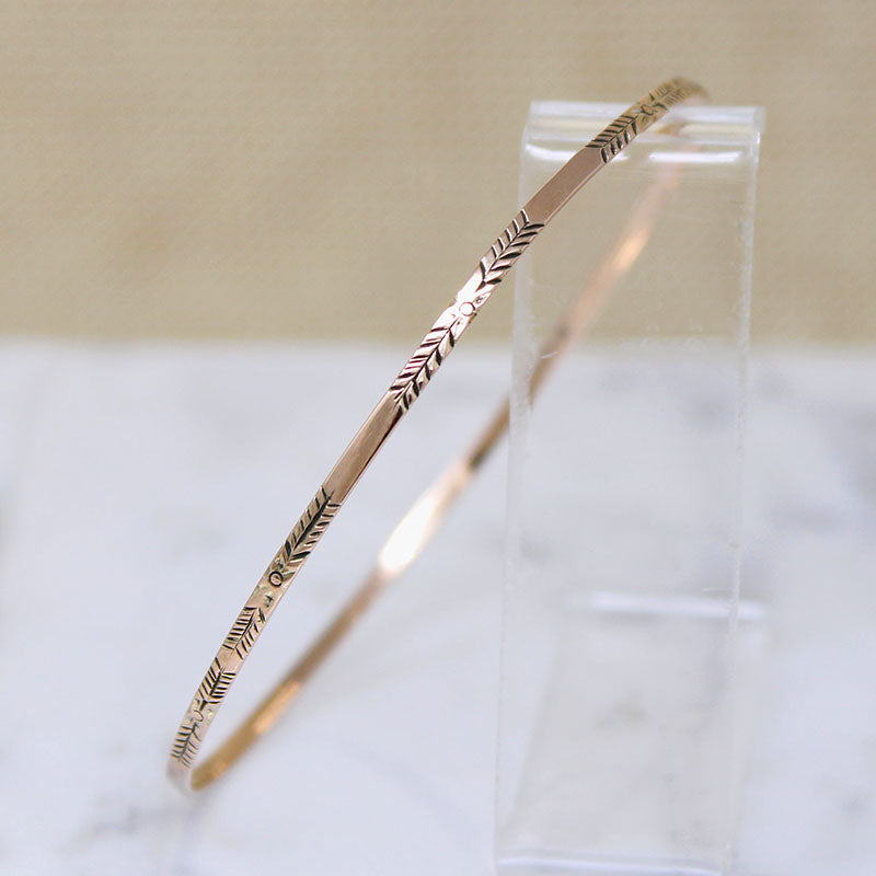 Pretty Little Flower Engraved 14k Gold Bangle