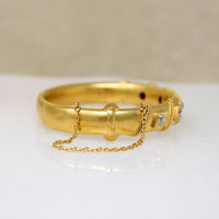 Five Old Mine Cut Diamonds in 14k Gold Victorian Bangle