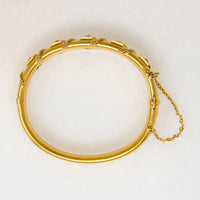 Five Old Mine Cut Diamonds in 14k Gold Victorian Bangle