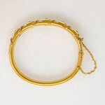 Five Old Mine Cut Diamonds in 14k Gold Victorian Bangle