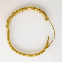 Five Old Mine Cut Diamonds in 14k Gold Victorian Bangle