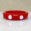 Cherry Red Bakelite Bangle with Big White Polka Dots