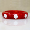 Cherry Red Bakelite Bangle with Big White Polka Dots