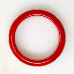 Cherry Red Bakelite Bangle with Big White Polka Dots